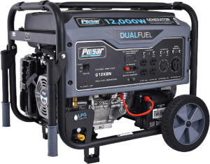 Pulsar G12KBN-SG Heavy Duty Portable Dual Fuel Generator - 9500 Rated Watts & 12000 Peak Watts - Gas & LPG - Electric Start - Transfer Switch & RV Ready - CARB Compliant 