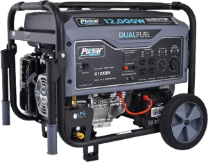 Pulsar G12KBN-SG Heavy Duty Portable Dual Fuel Generator - 9500 Rated Watts & 12000 Peak Watts - Gas & LPG - Electric Start - Transfer Switch & RV Ready - CARB Compliant 